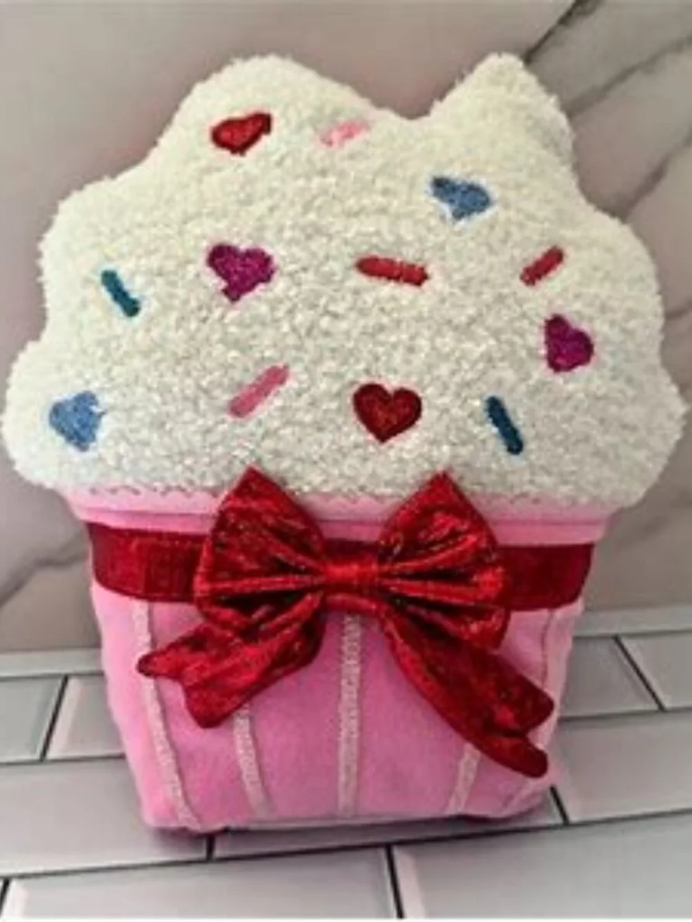 Valentine's Day Decorative Cupcake Bow Throw Pillow 8.5